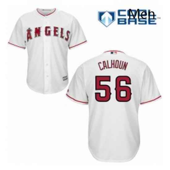 Mens Majestic Los Angeles Angels of Anaheim 56 Kole Calhoun Replica White Home Cool Base MLB Jersey